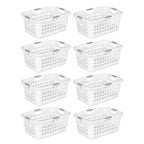 Sterilite Ultra Laundry Basket, 2 Bushel Plastic Hamper with Handles, 8 Pack