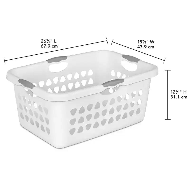 Cesto portabiancheria quadrato da 2 bushel, in plastica, con maniglie, confezione da 8