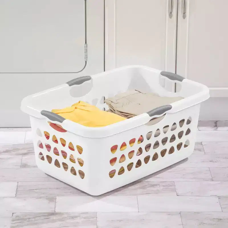 Cesto portabiancheria quadrato da 2 bushel, in plastica, con maniglie, confezione da 8