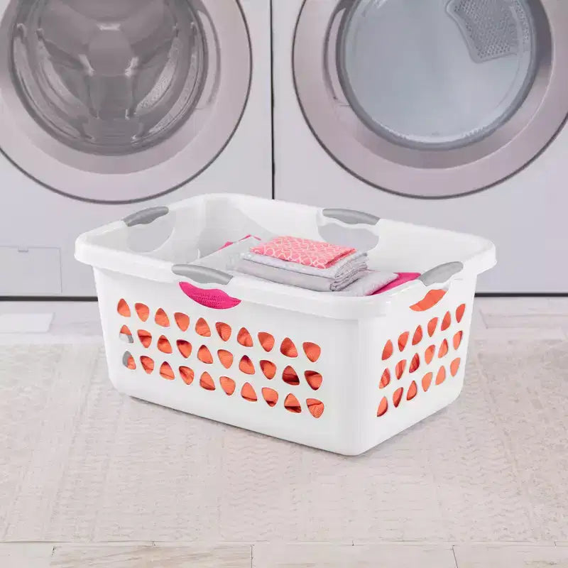 Cesto portabiancheria quadrato da 2 bushel, in plastica, con maniglie, confezione da 8