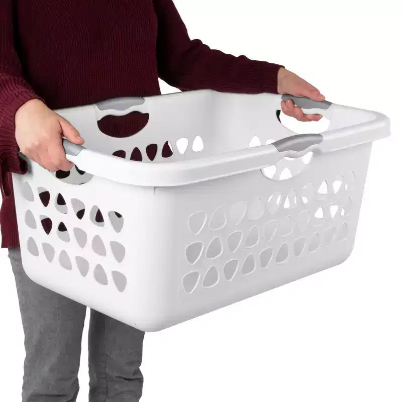 Cesto portabiancheria quadrato da 2 bushel, in plastica, con maniglie, confezione da 8