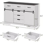 Cassettiera a 6 cassetti con ante scorrevoli a persiana e opzione specchio