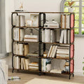 Floor Standing Tall Bookshelf, Vintage 5 Tier Display Storage Open Bookshelf, Industrial Tall Bookcase Organizer for Living Room Bedroom Home Office