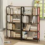 Floor Standing Tall Bookshelf, Vintage 5 Tier Display Storage Open Bookshelf, Industrial Tall Bookcase Organizer for Living Room Bedroom Home Office
