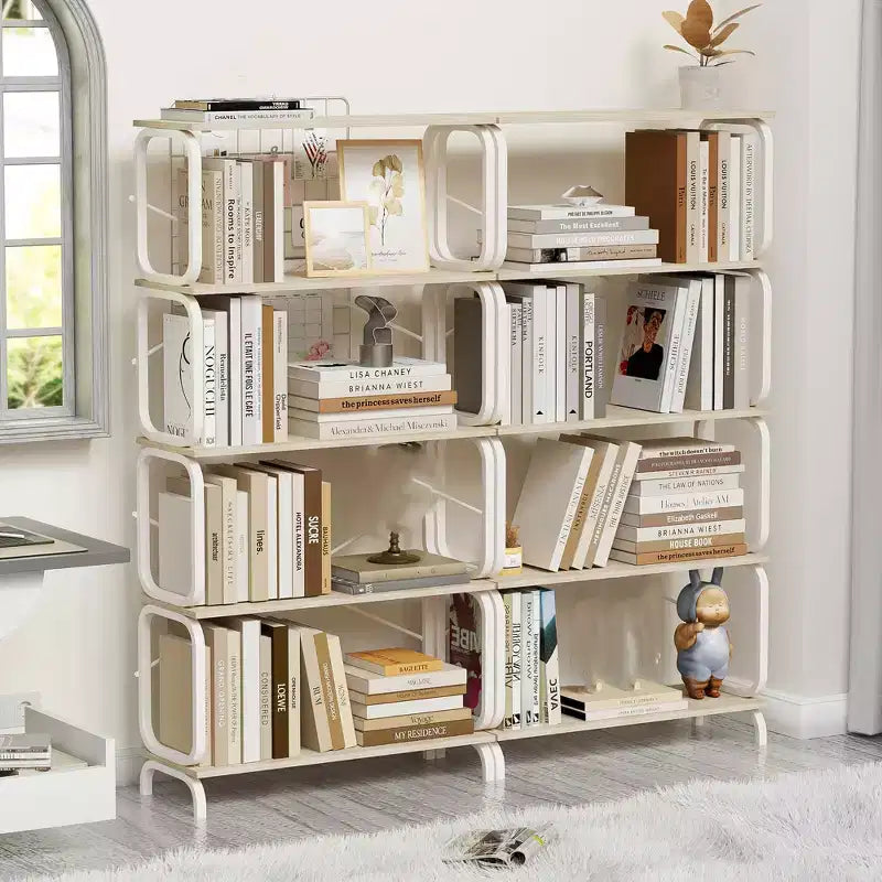 Libreria a 5 ripiani con struttura in metallo da terra