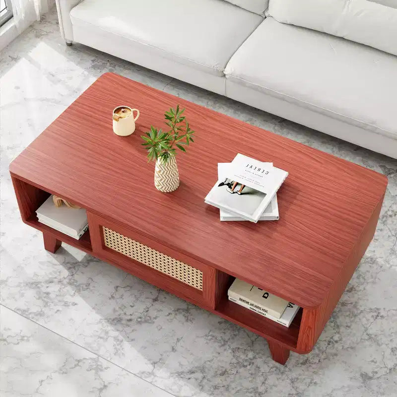 Tavolino rettangolare da 44 pollici con cassetto in rattan