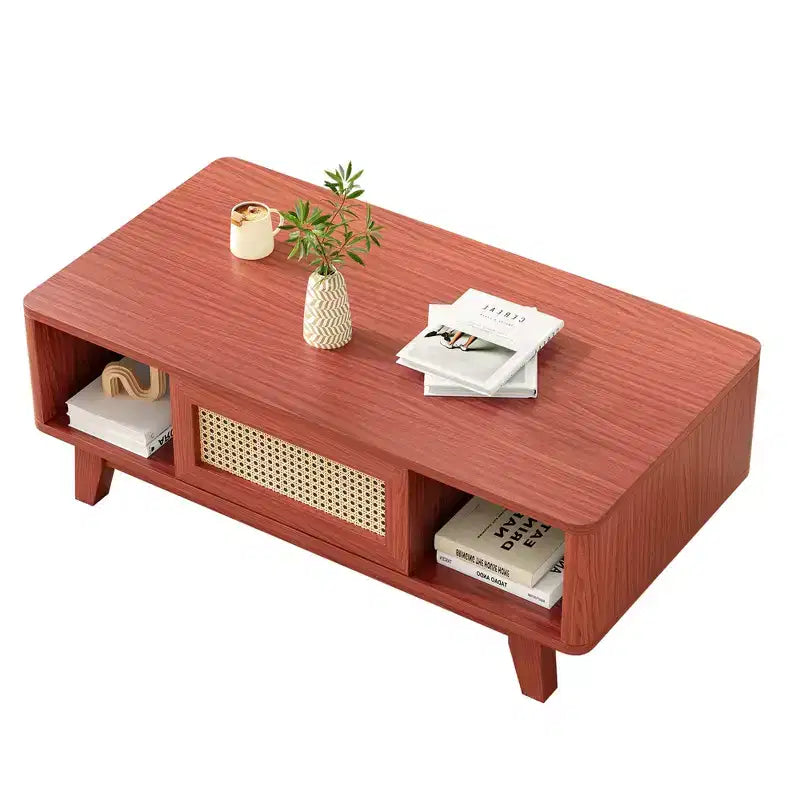 Tavolino rettangolare da 44 pollici con cassetto in rattan