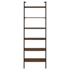 Scaffale a muro da 244 cm con 6 ripiani aperti, finitura noce