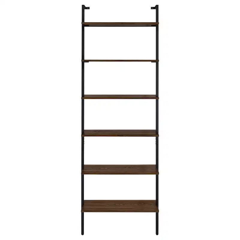 Scaffale a muro da 244 cm con 6 ripiani aperti, finitura noce