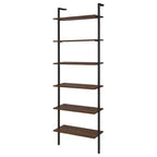 Scaffale a muro da 244 cm con 6 ripiani aperti, finitura noce