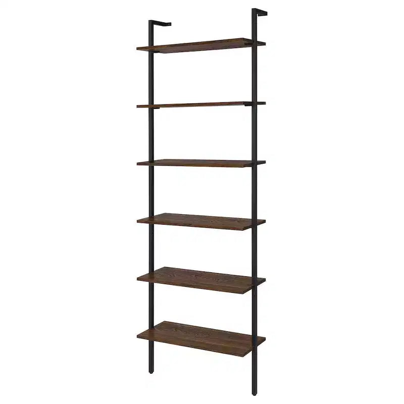 Scaffale a muro da 244 cm con 6 ripiani aperti, finitura noce