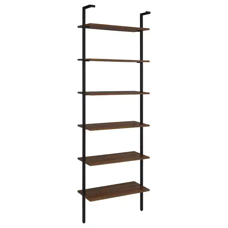 Scaffale a muro da 244 cm con 6 ripiani aperti, finitura noce