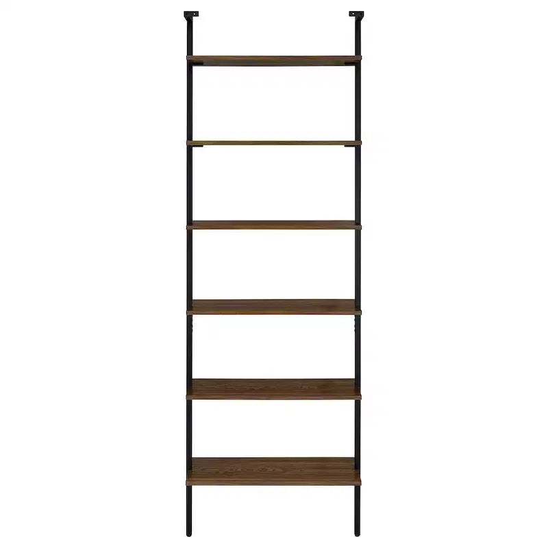 Scaffale a muro da 244 cm con 6 ripiani aperti, finitura noce