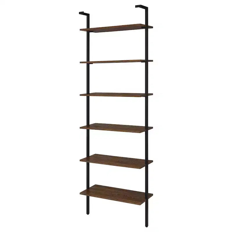 Scaffale a muro da 244 cm con 6 ripiani aperti, finitura noce
