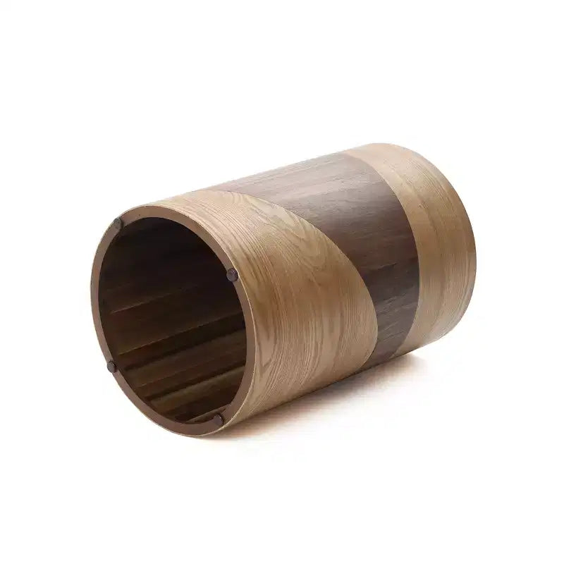 Tavolino rotondo con design a venature bicolore, 50 cm, marrone