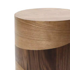 Tavolino rotondo con design a venature bicolore, 50 cm, marrone