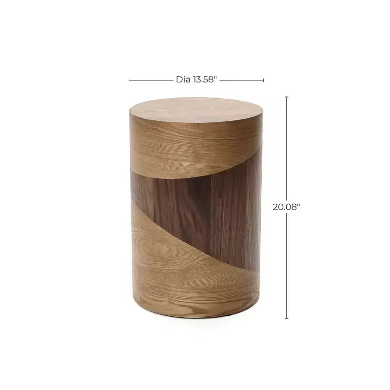 Tavolino rotondo con design a venature bicolore, 50 cm, marrone