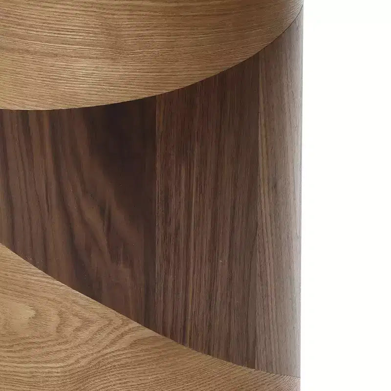 Tavolino rotondo con design a venature bicolore, 50 cm, marrone