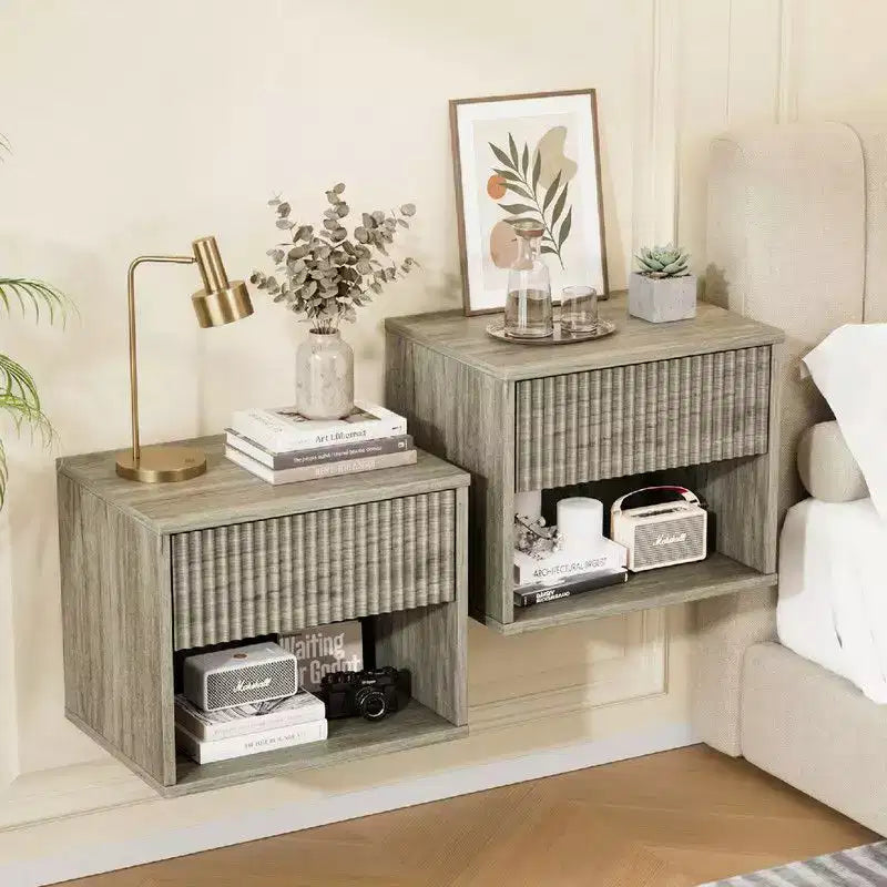 Karl Home 16 Inches Wide Floating Nightstand - 1 Drawer, 1 Shelf - set of 2