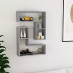 Set di 2 mensole da parete - Legno composito grigio cemento
