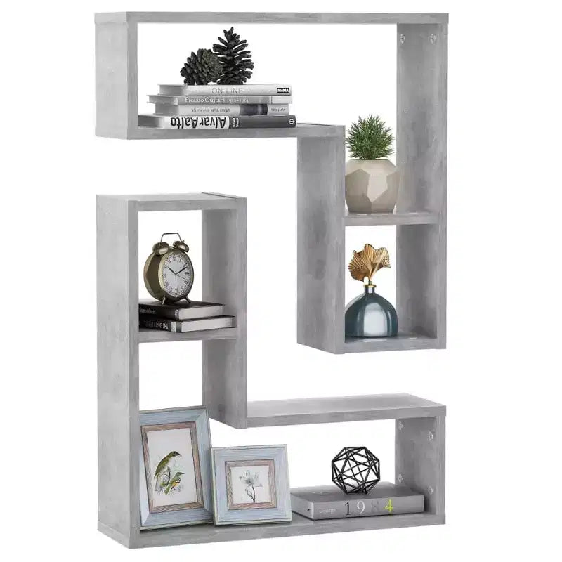 Set di 2 mensole da parete - Legno composito grigio cemento
