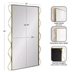 Specchio da parete ondulato con cornice increspata, oro, 24x36