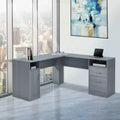 Scrivania angolare per computer con contenitore – Grigio