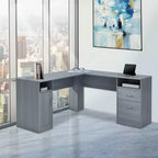 Scrivania angolare per computer con contenitore – Grigio