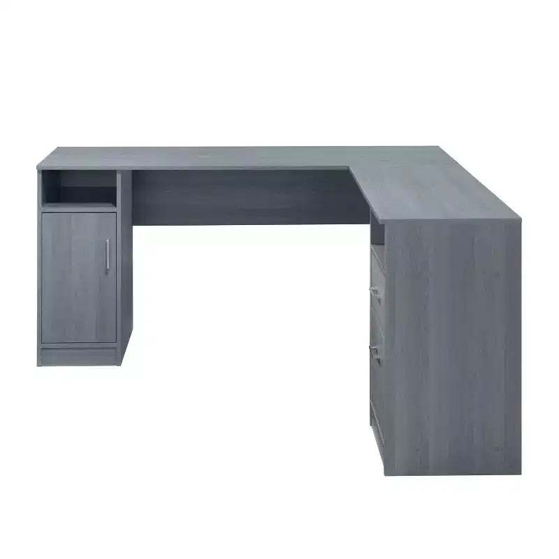 Scrivania angolare per computer con contenitore – Grigio