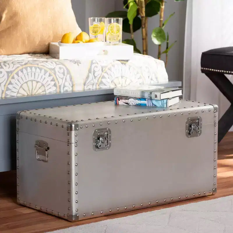 Baule in metallo stile industriale – Argento