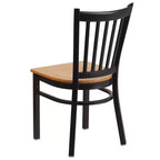 Sedia da pranzo in metallo con schienale verticale e seduta imbottita