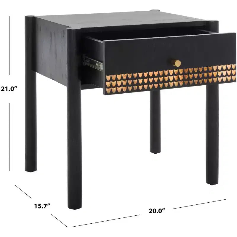 Comodino a 1 cassetto – Legno di Mango Nero e Naturale
