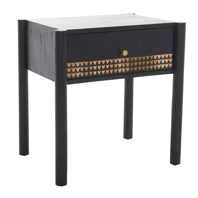Comodino a 1 cassetto – Legno di Mango Nero e Naturale