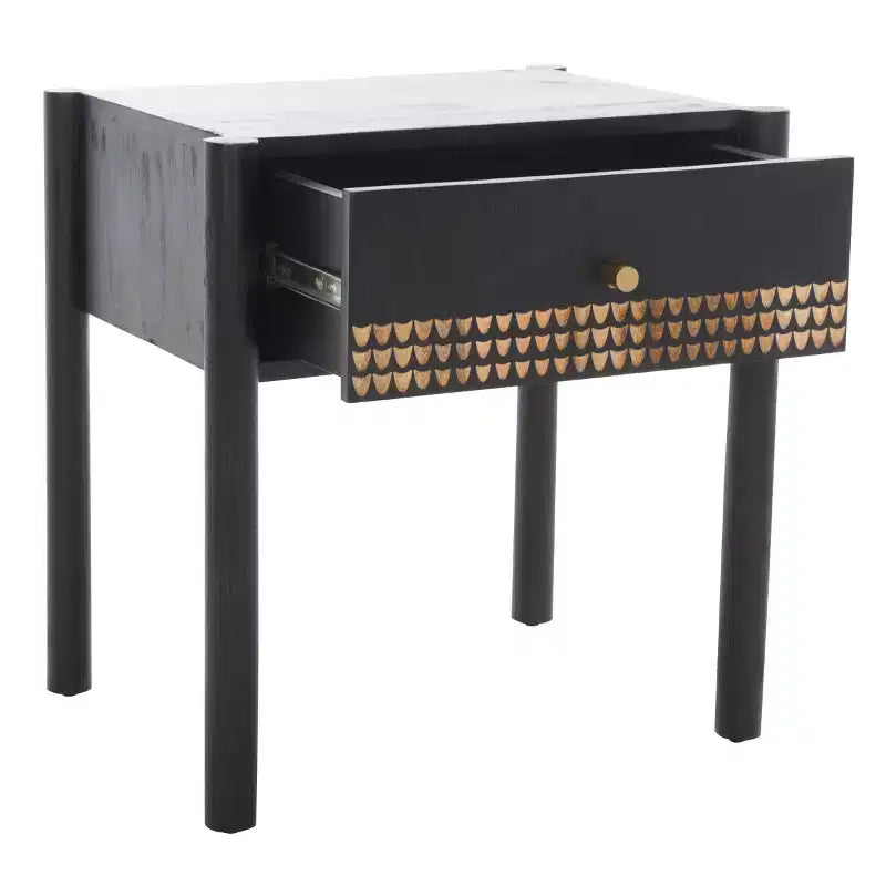 Comodino a 1 cassetto – Legno di Mango Nero e Naturale