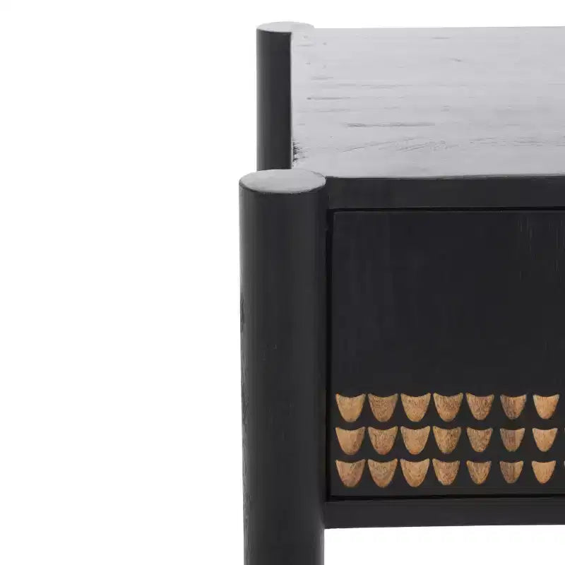 Comodino a 1 cassetto – Legno di Mango Nero e Naturale