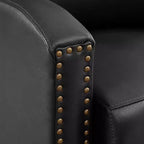 Poltrona reclinabile a spinta con rivestimento in similpelle e decorazione a rivetti
