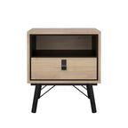 Tvilum, Ry Nightstand with 1 Drawer and Open Shelf, Jackson Hickory/Black