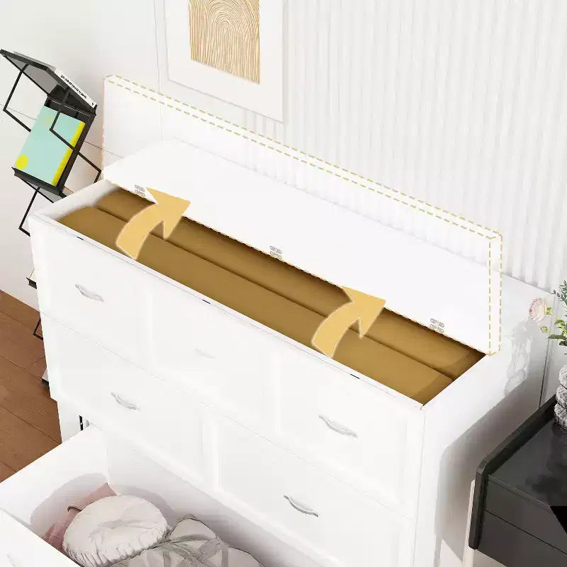 Letto a scomparsa bianco con cassetto e stazione di ricarica integrata