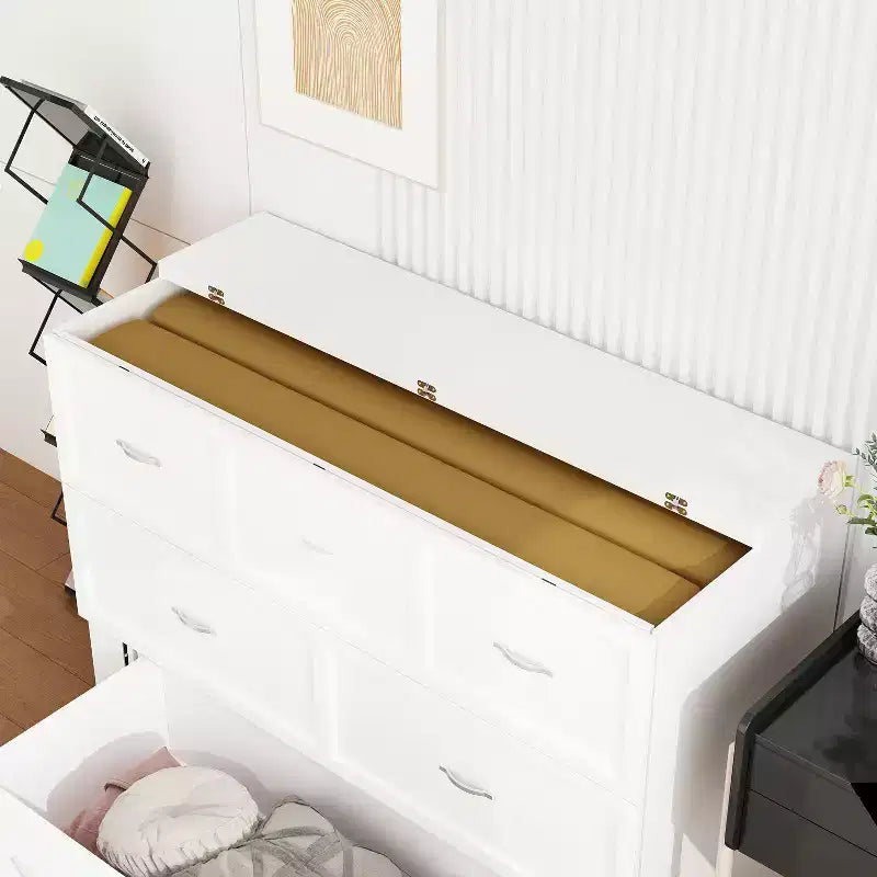 Letto a scomparsa bianco con cassetto e stazione di ricarica integrata