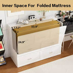 Letto a scomparsa bianco con cassetto e stazione di ricarica integrata