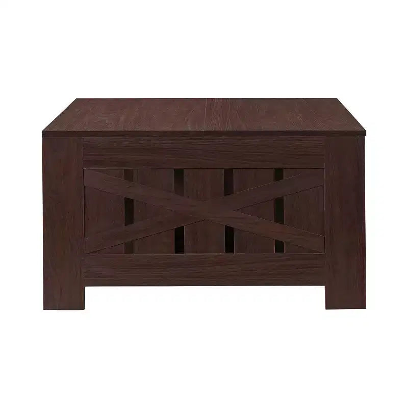 Tavolino quadrato da 80 cm in stile rustico con ripiano aperto