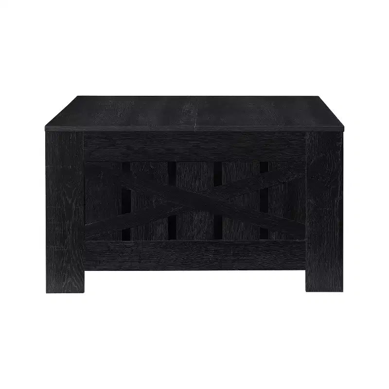 Tavolino quadrato da 80 cm in stile rustico con ripiano aperto