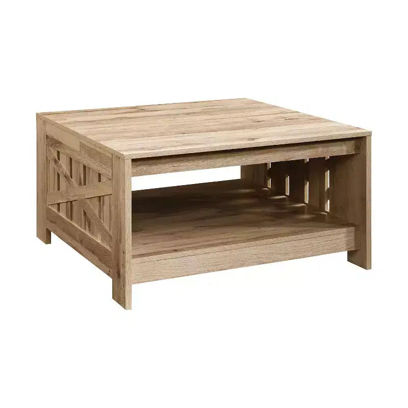 Tavolino quadrato da 80 cm in stile rustico con ripiano aperto