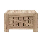 Tavolino quadrato da 80 cm in stile rustico con ripiano aperto
