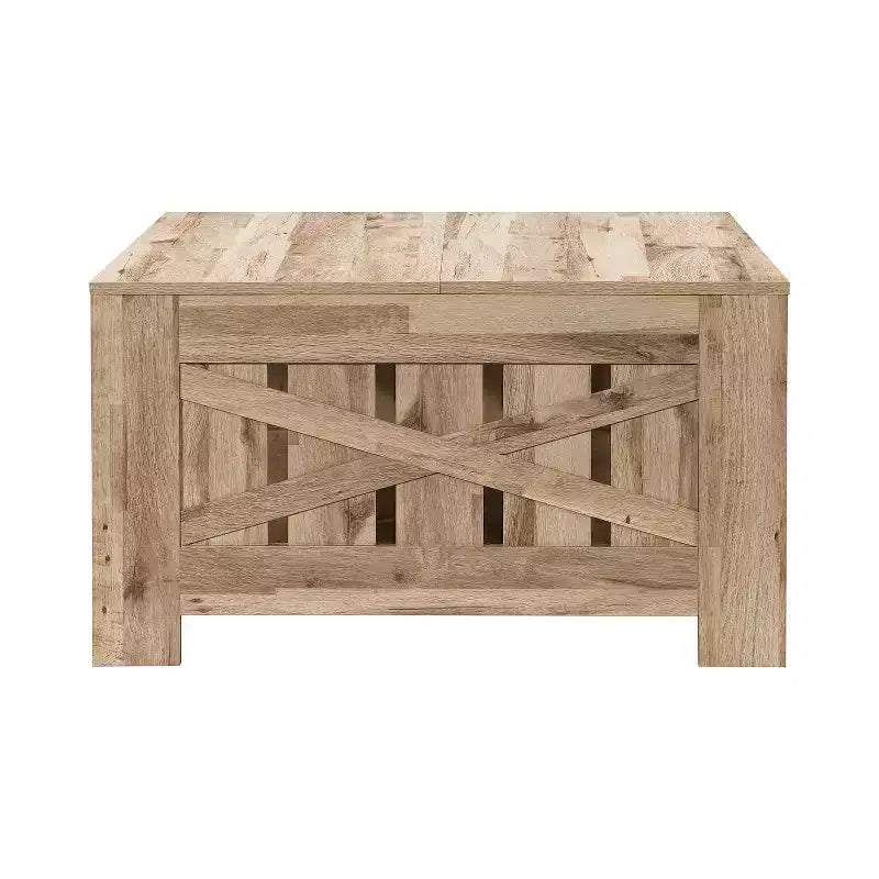 Tavolino quadrato da 80 cm in stile rustico con ripiano aperto