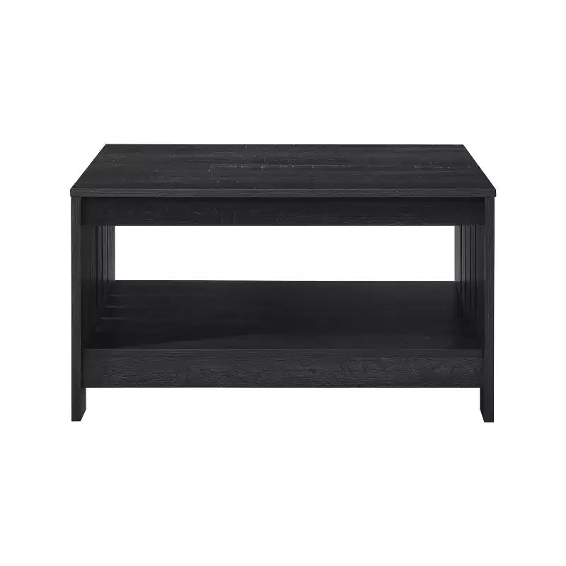 AndMakers 31.5 in. Farmhouse Square Coffee Table with Open Storage for Living Room