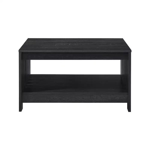 AndMakers 31.5 in. Farmhouse Square Coffee Table with Open Storage for Living Room