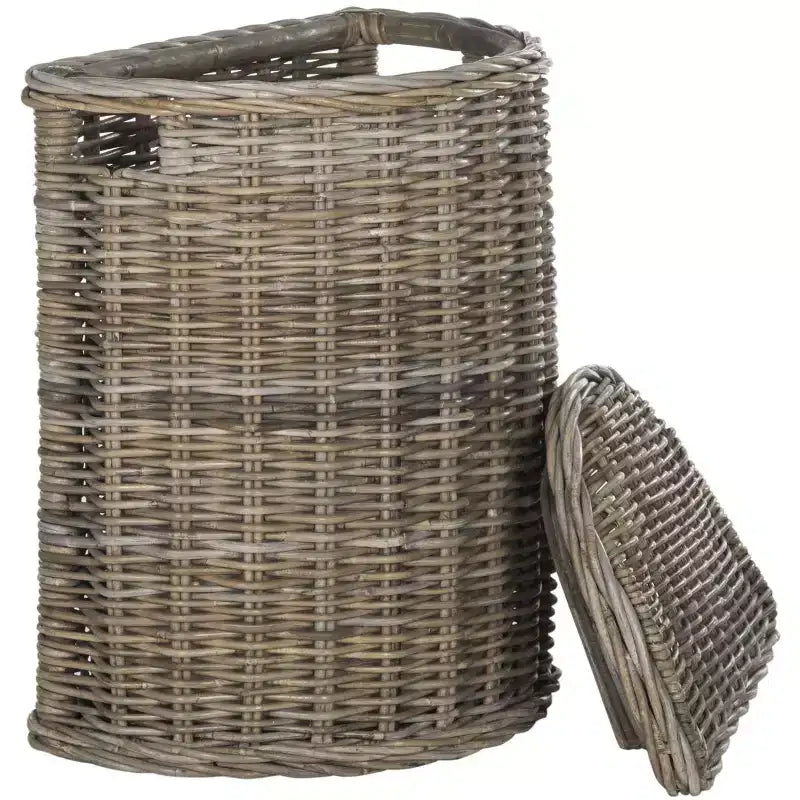Cesta portabiancheria in rattan intrecciato con coperchio